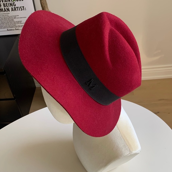 Burgundy 100% Wool Fedora 59 cm - Picture 4 of 6